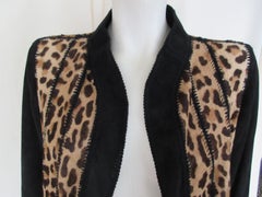 Vintage Leopardenweste mit Wildlederärmeln, Italien