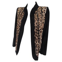 Vintage Leopardenweste mit Wildlederärmeln, Italien