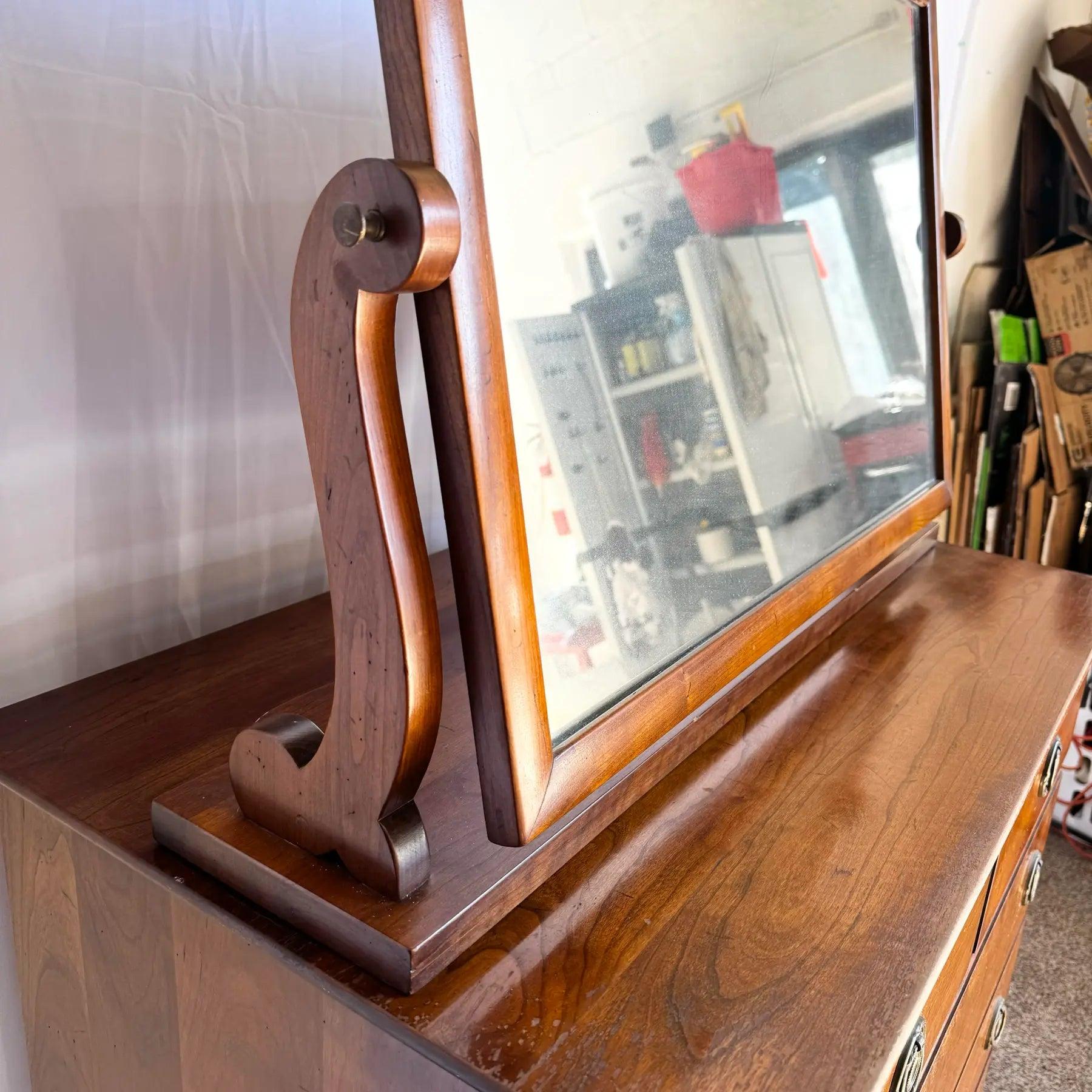 American Vintage Leopold Stickley Highboy Dresser With Mirror - 2 Pieces For Sale