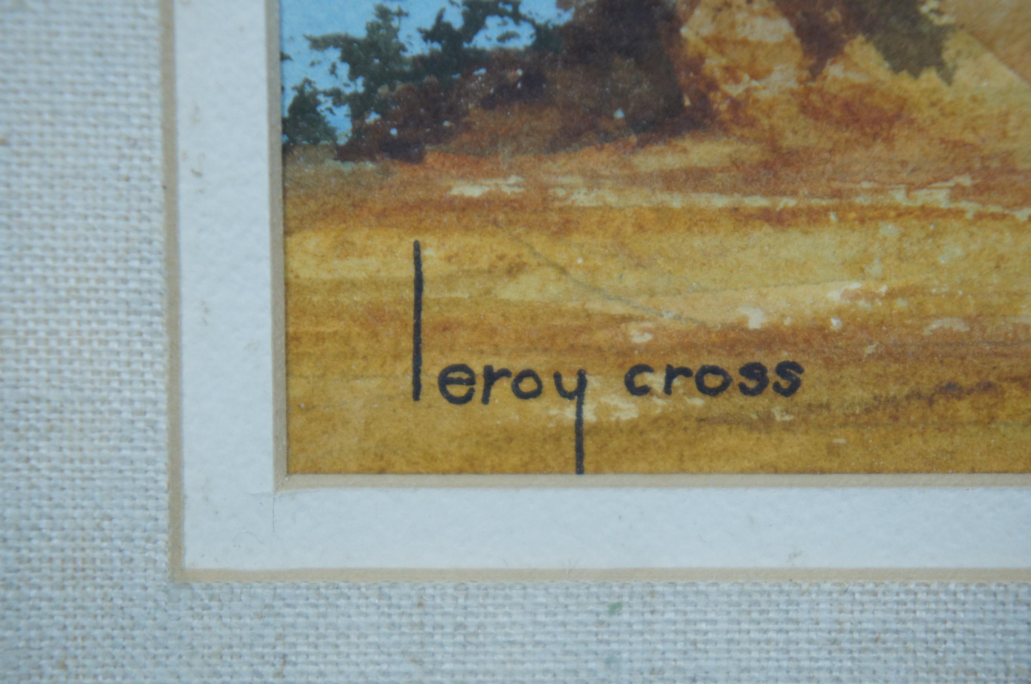 20th Century Vintage Leroy Cross Spanish Chapel New Mexico Church Watercolor Painting