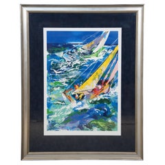 Retro Leroy Nieman High Seas Sailing ii Nautical Seascape Serigraph Print 