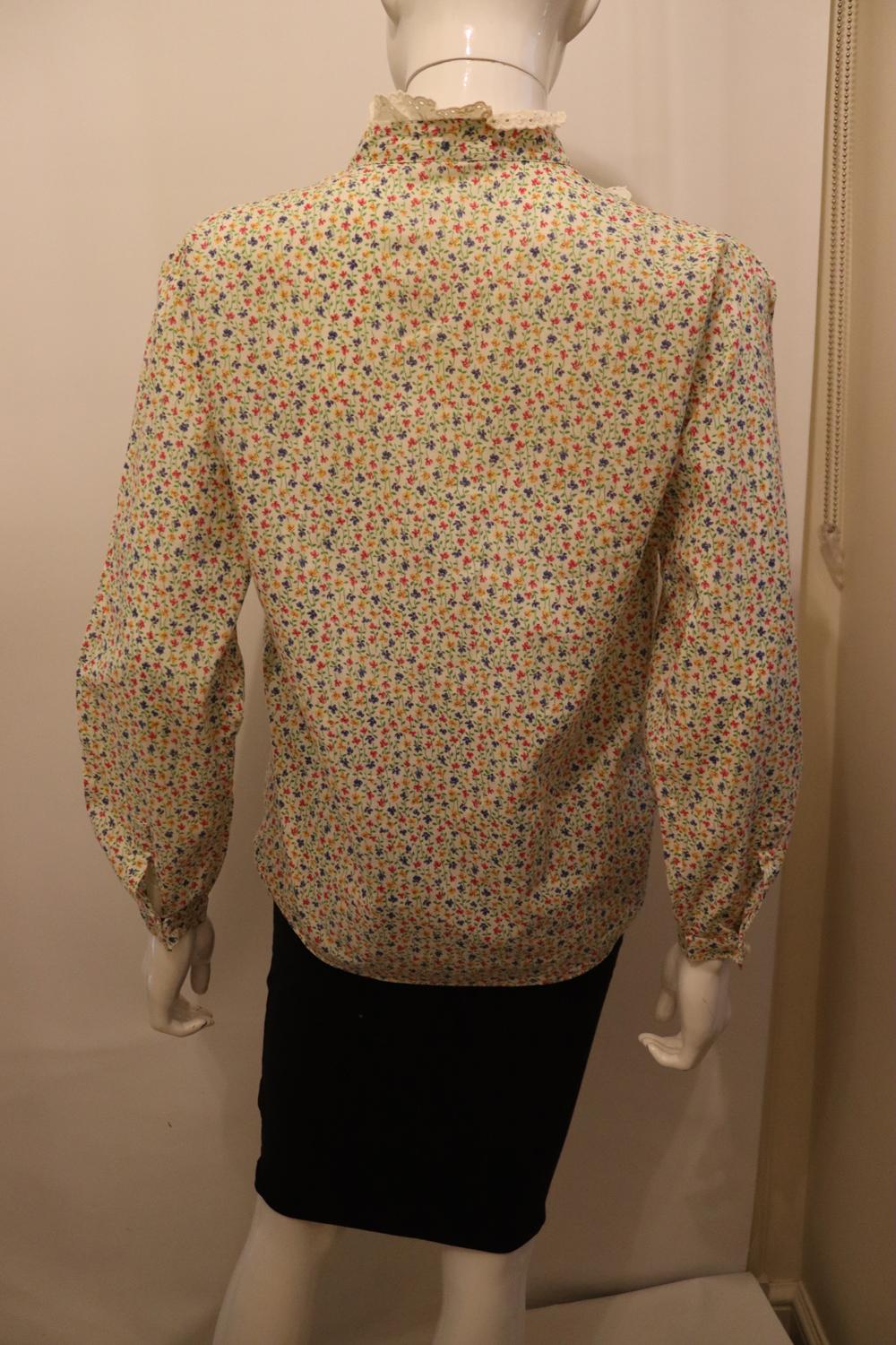 Women's Vintage Les Amis , Firenze Floral Blouse with Broderie Anglaise Detail For Sale