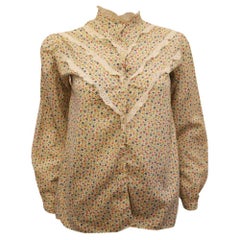 Vintage Les Amis , Firenze geblümte Bluse mit Broderie Anglaise-Details, Vintage
