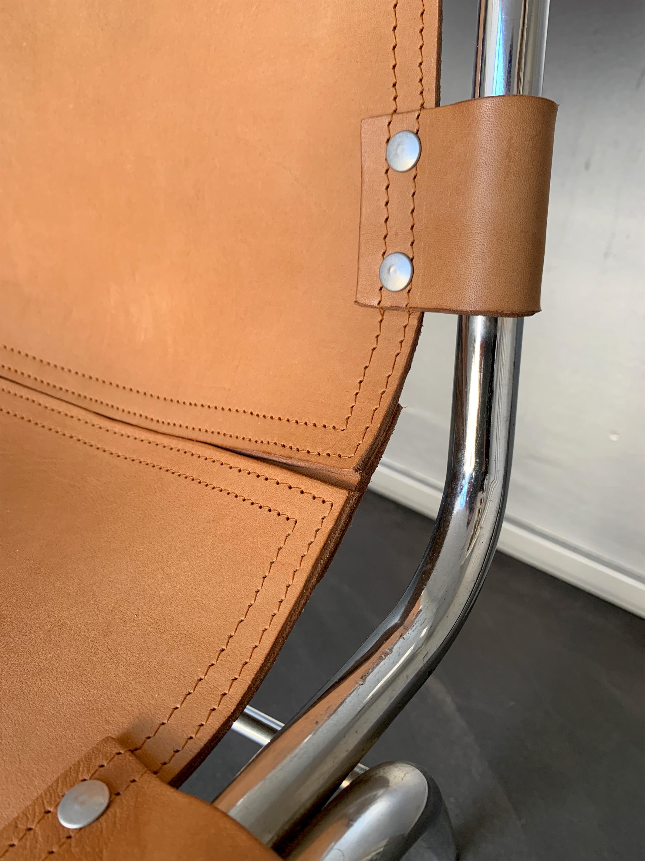 20th Century Vintage Les Arcs Dining Chair Selected by Charlotte Perriand, New Leather, 1960s For Sale