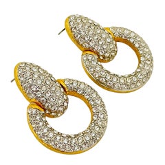 LES BERNARD: Designer-Laufsteg-Ohrringe aus Gold mit Strass, LES BERNARD