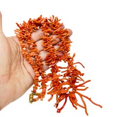 Vintage LES BERNARD natural Italian salmon red coral branches designer necklace