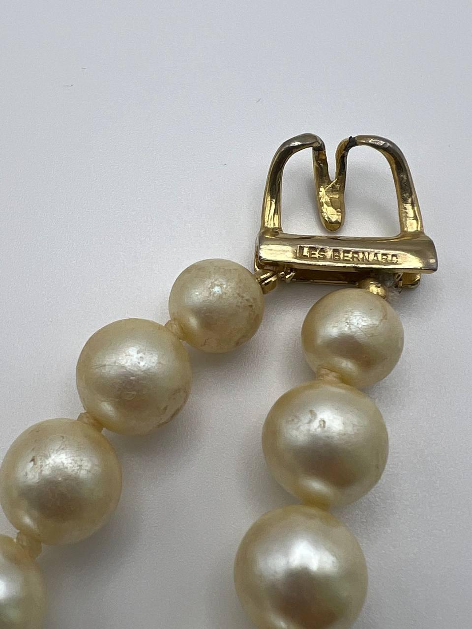 Belle Époque Vintage Les Bernard Rhinestone Studded Pearl Collar Necklace, 1970s