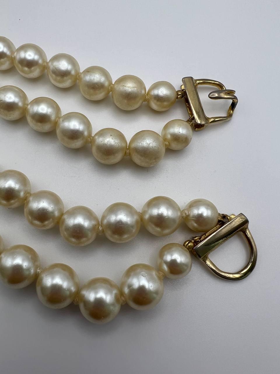 Vintage Les Bernard Rhinestone Studded Pearl Collar Necklace, 1970s 1