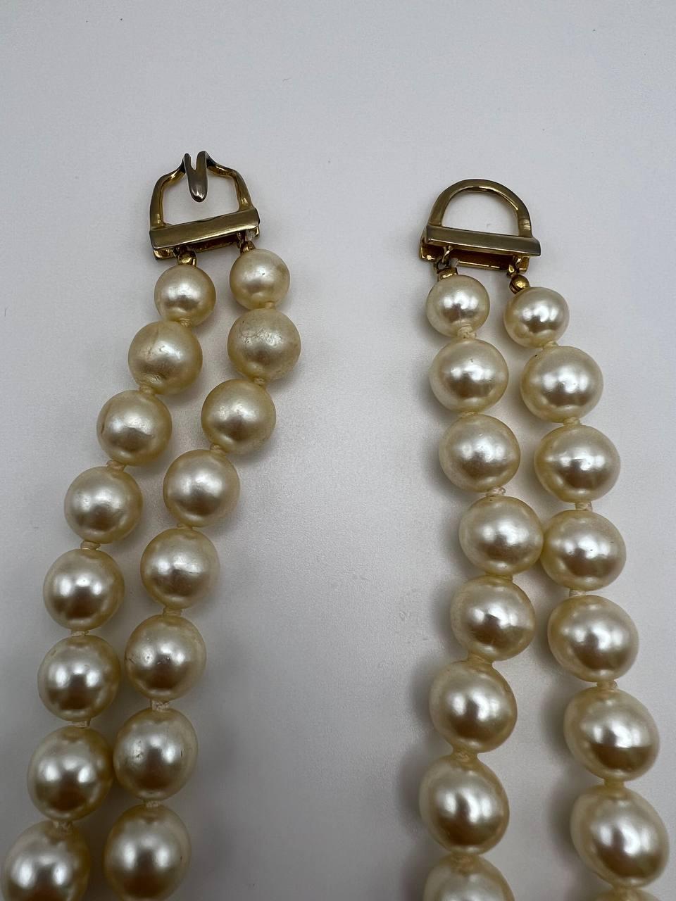 Vintage Les Bernard Rhinestone Studded Pearl Collar Necklace, 1970s 2