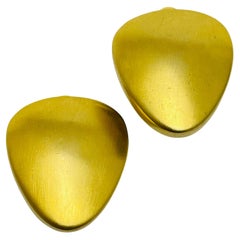 Vintage LES BERNARD signé ton or mat massif designer boucles d'oreilles à clip