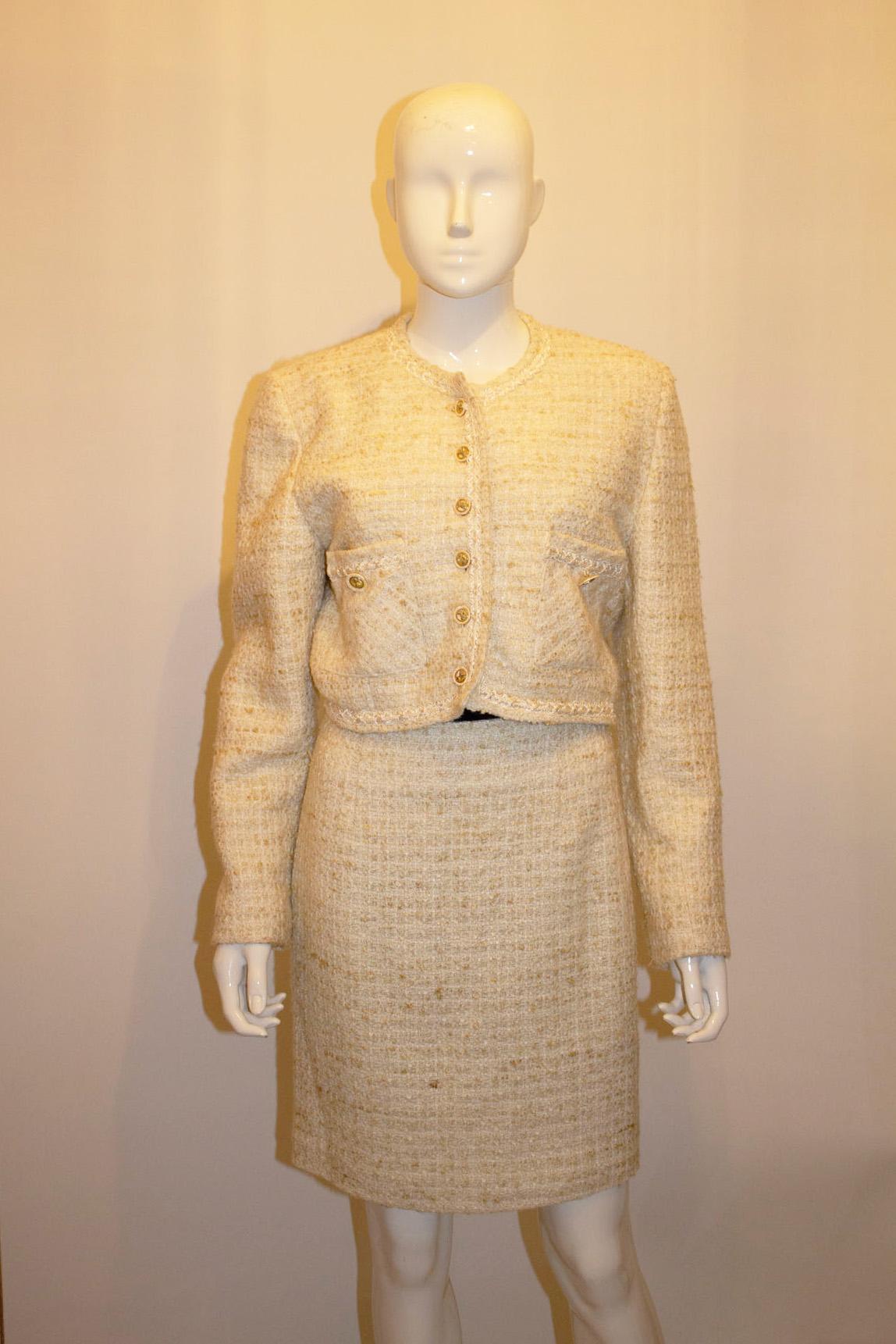 Beige Vintage les Copines de Nitsa Paris Chanel Style Skirt Suit For Sale