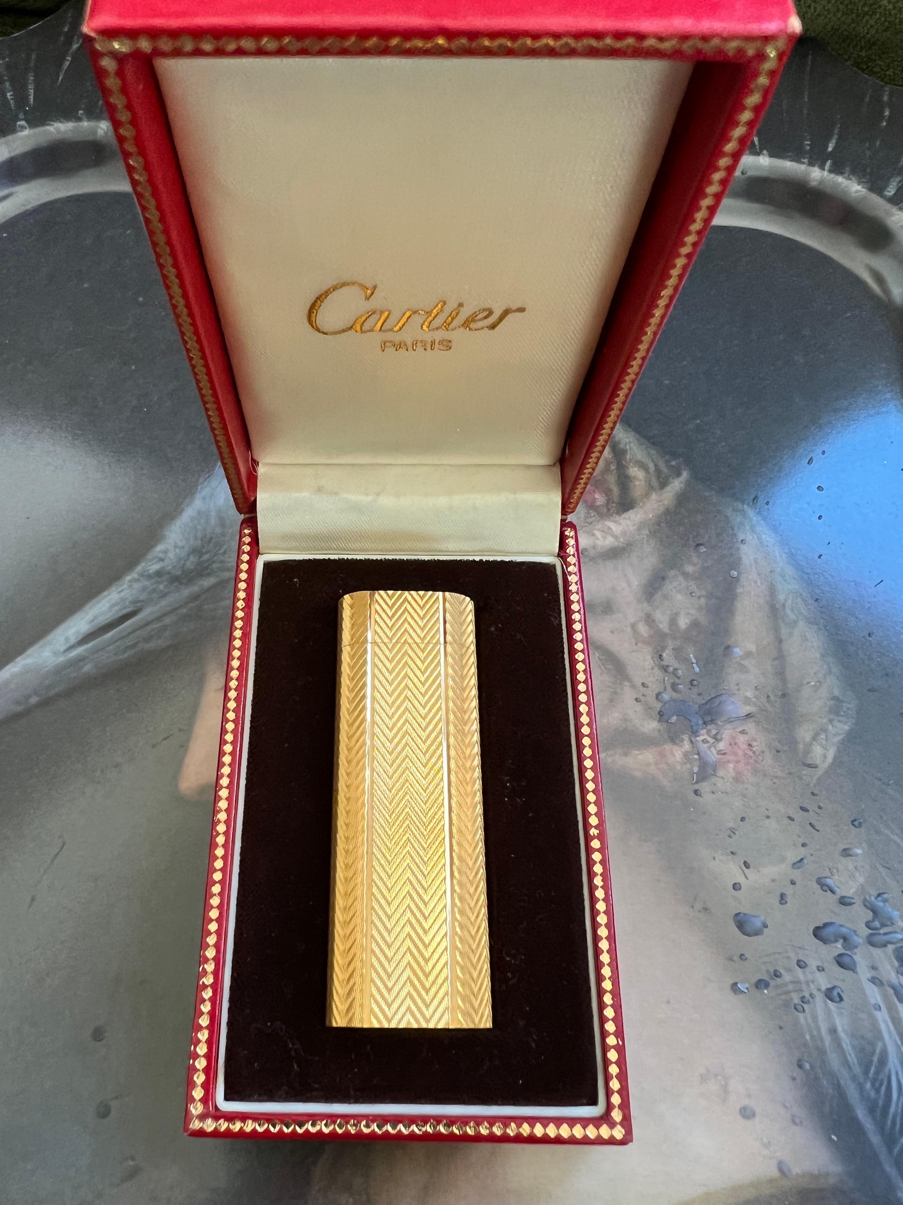 Vintage Les Must de Cartier Paris 18k Gold Plated Lighter, Circa 1980s For Sale 2