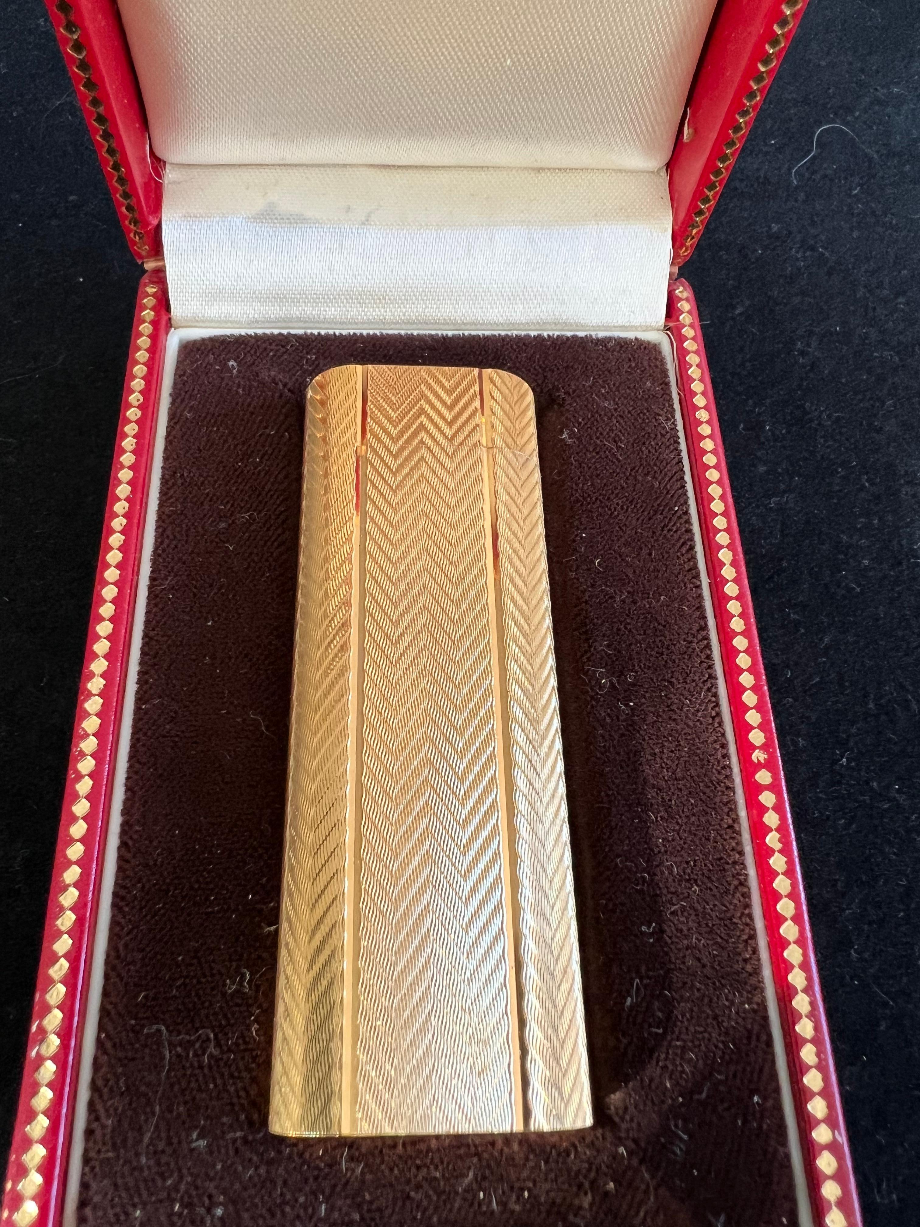 Vintage Les Must de Cartier Paris 18k Gold Plated Lighter, Circa 1980s For Sale 5