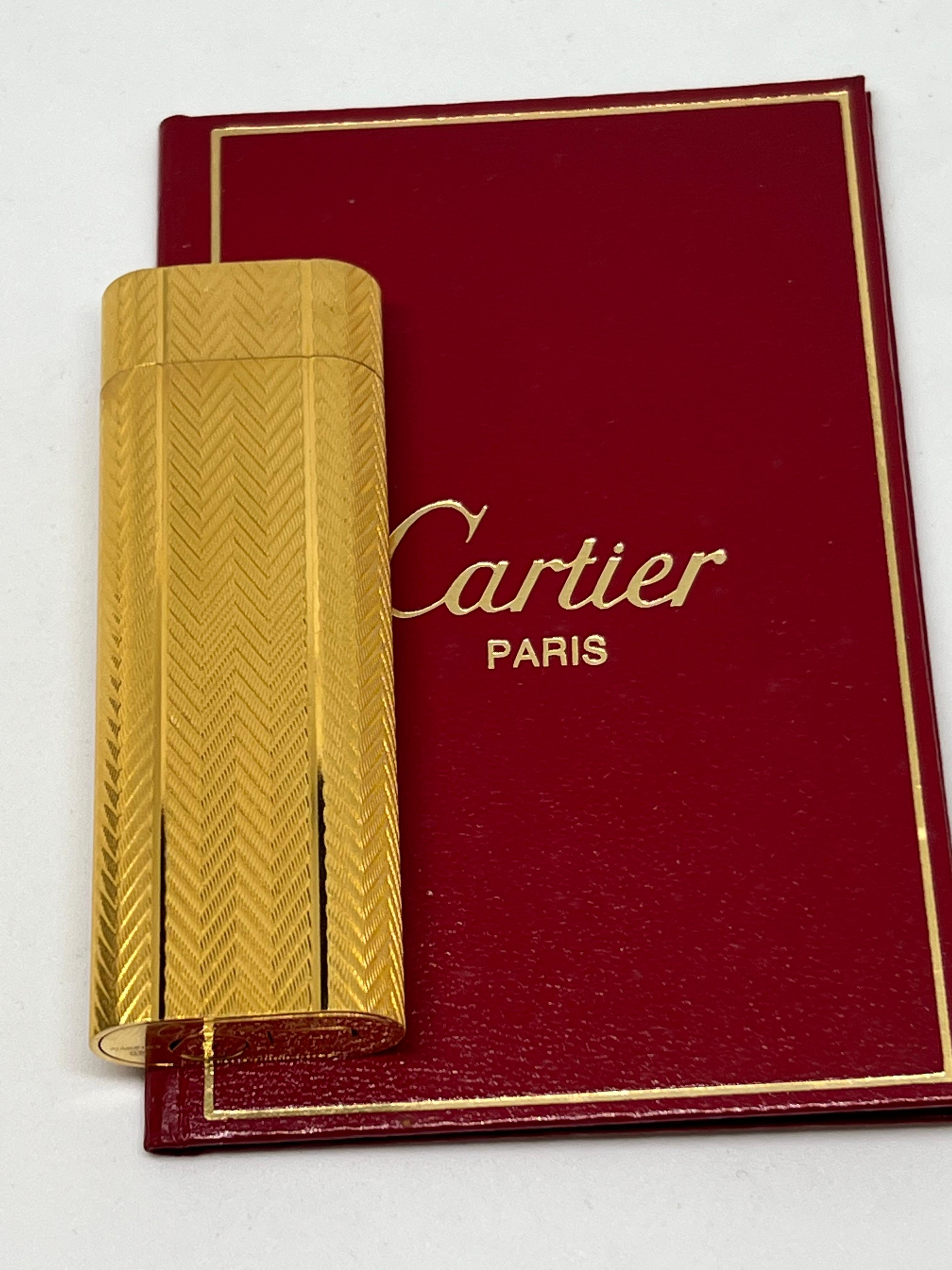 Vintage Les Must de Cartier Paris 18k Gold Plated Lighter, Circa 1980s For Sale 7