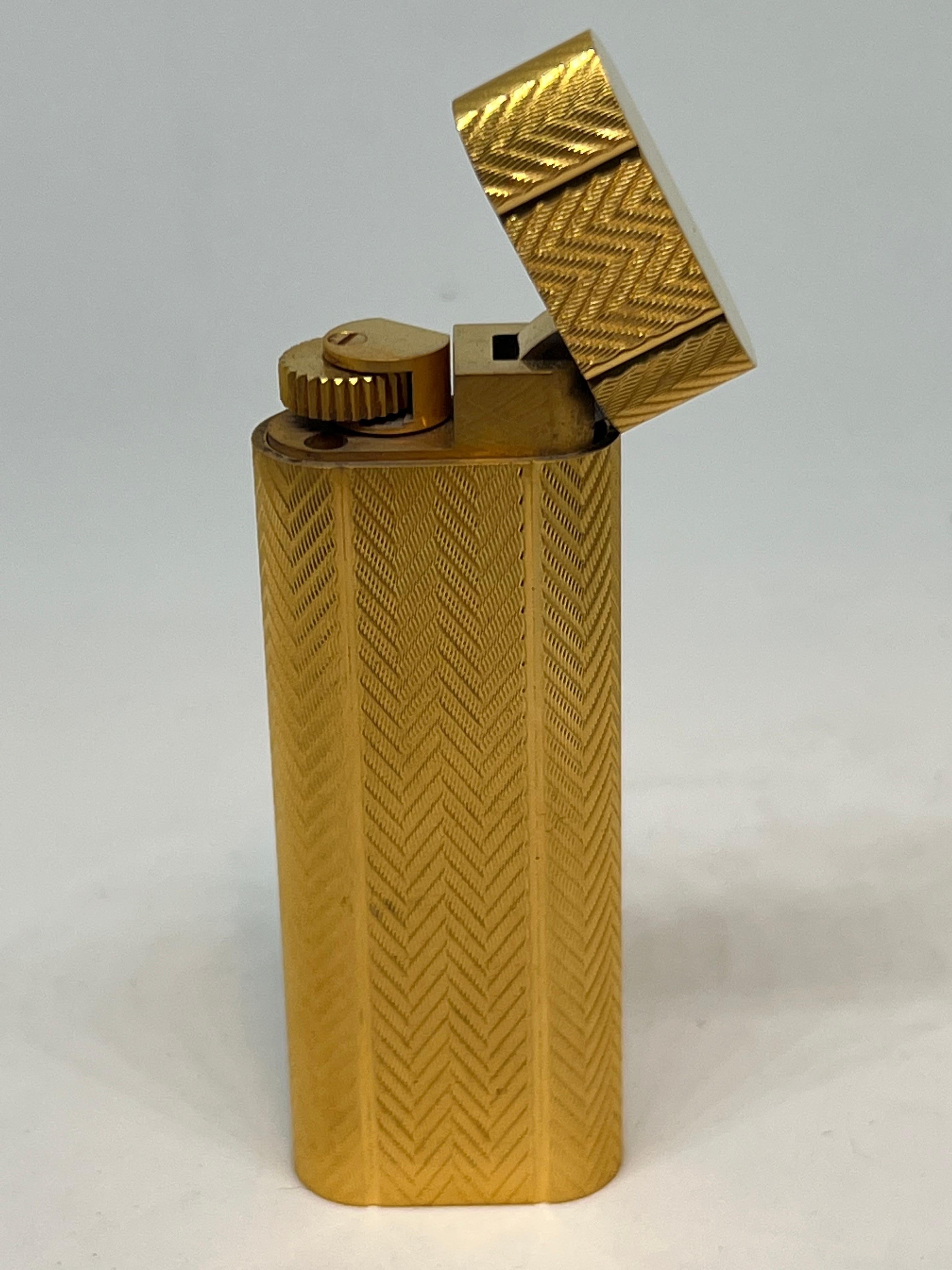 Vintage Les Must de Cartier Paris 18k Gold Plated Lighter, Circa 1980s For Sale 9