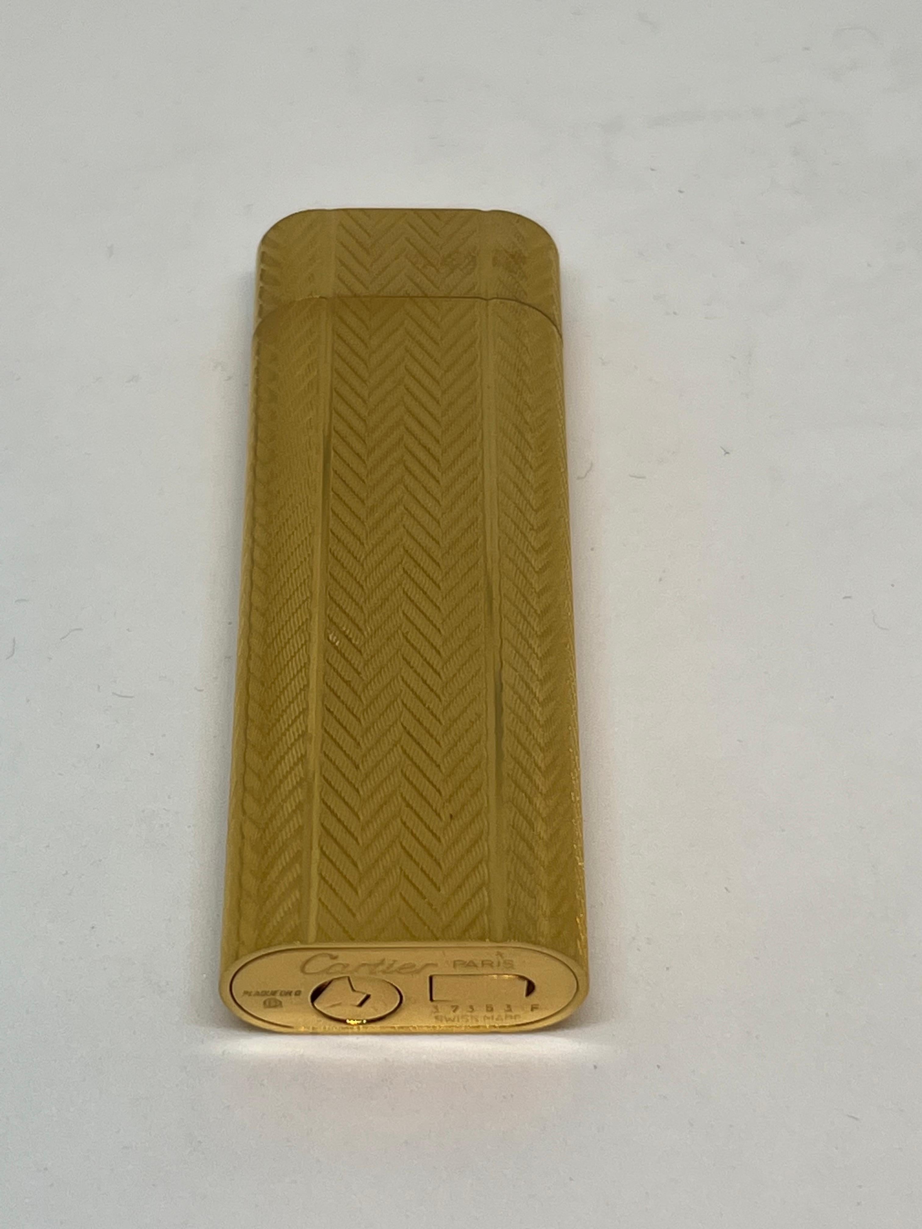 Vintage Les Must de Cartier Paris 18k Gold Plated Lighter, Circa 1980s For Sale 11