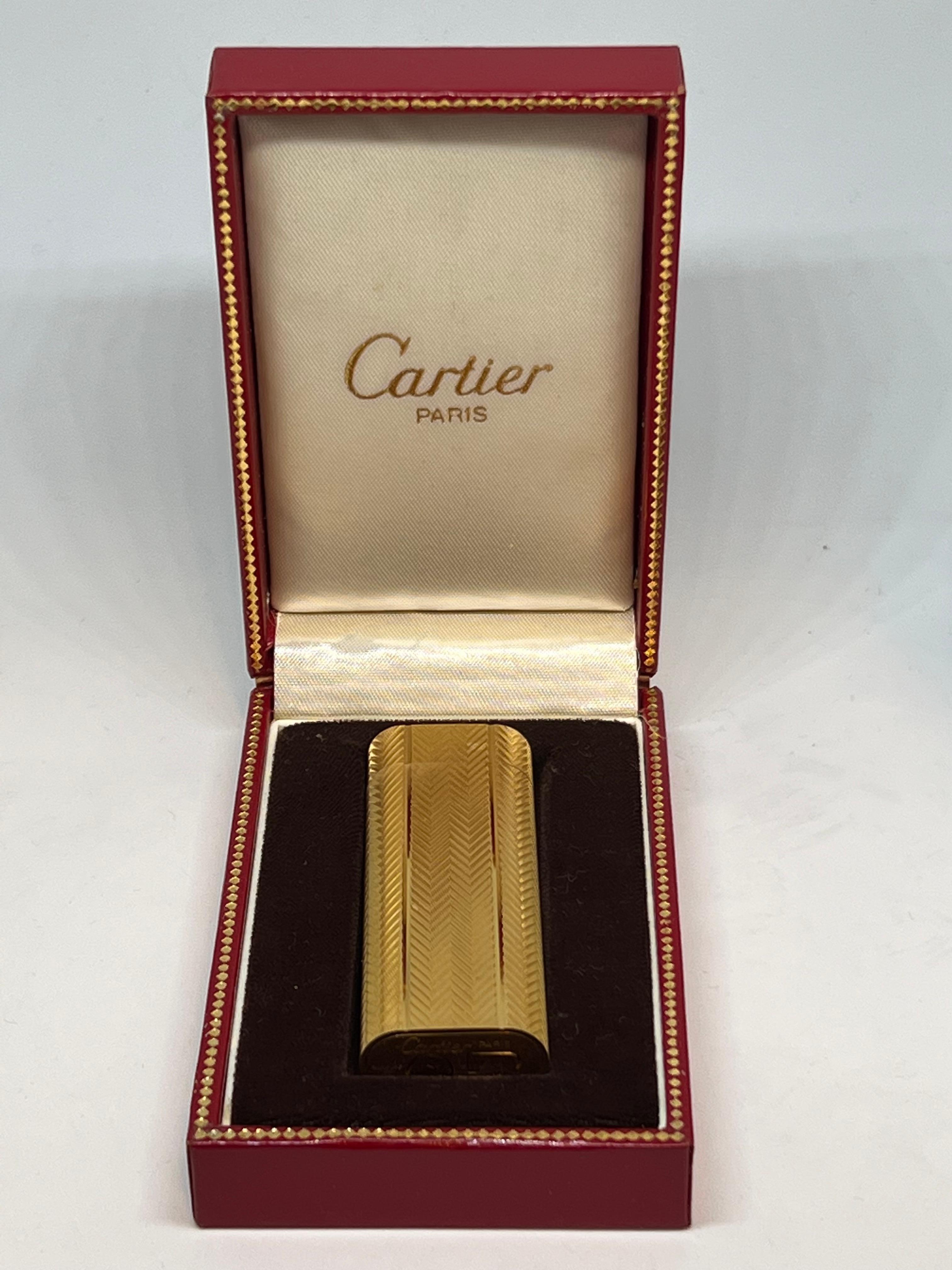 Vintage Les Must de Cartier Paris 18k Gold Plated Lighter, Circa 1980s For Sale 12