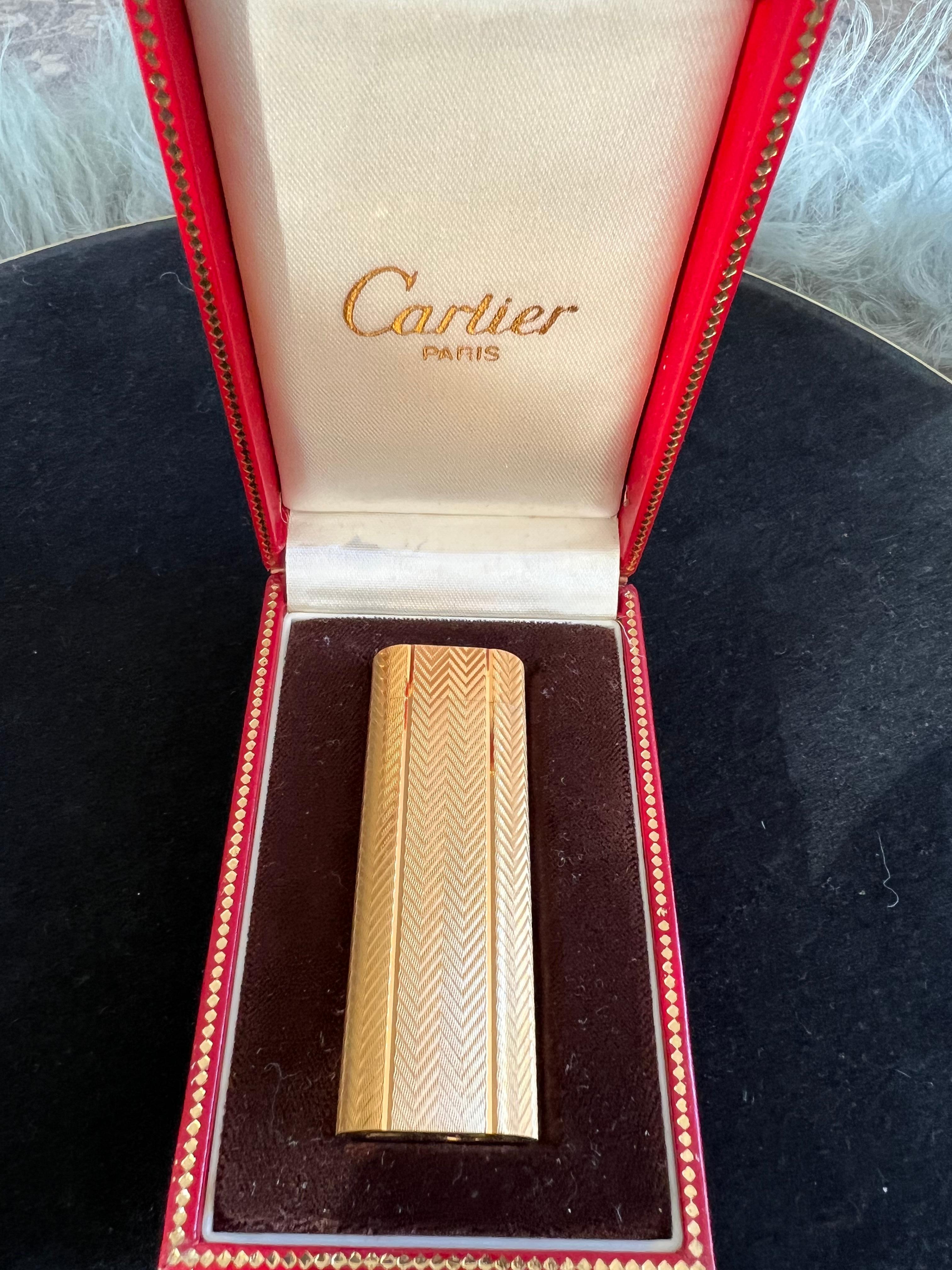 Vintage Les Must de Cartier Paris 18k vergoldetes Vintage-Leuchte mit Originalgehäuse, Vintage im Angebot 9