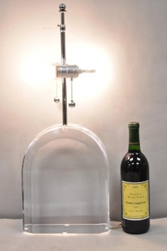 Vintage Les Prismatiques Heavy Lucite Acrylic Waterfall Arch Chrome Table Lamp