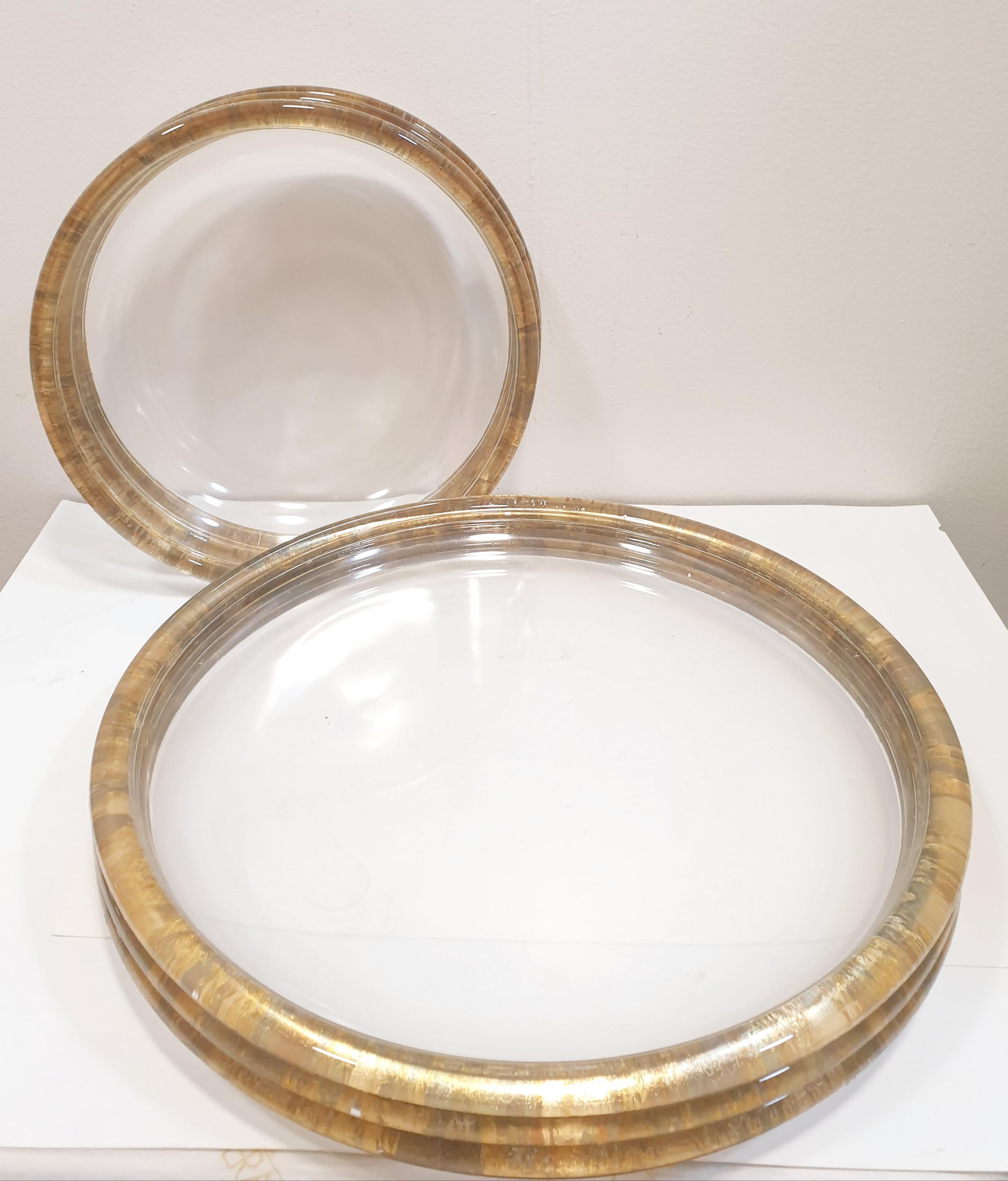 American Vintage Lesley Roy Signature Painted Gold Rimmed Glass Plate