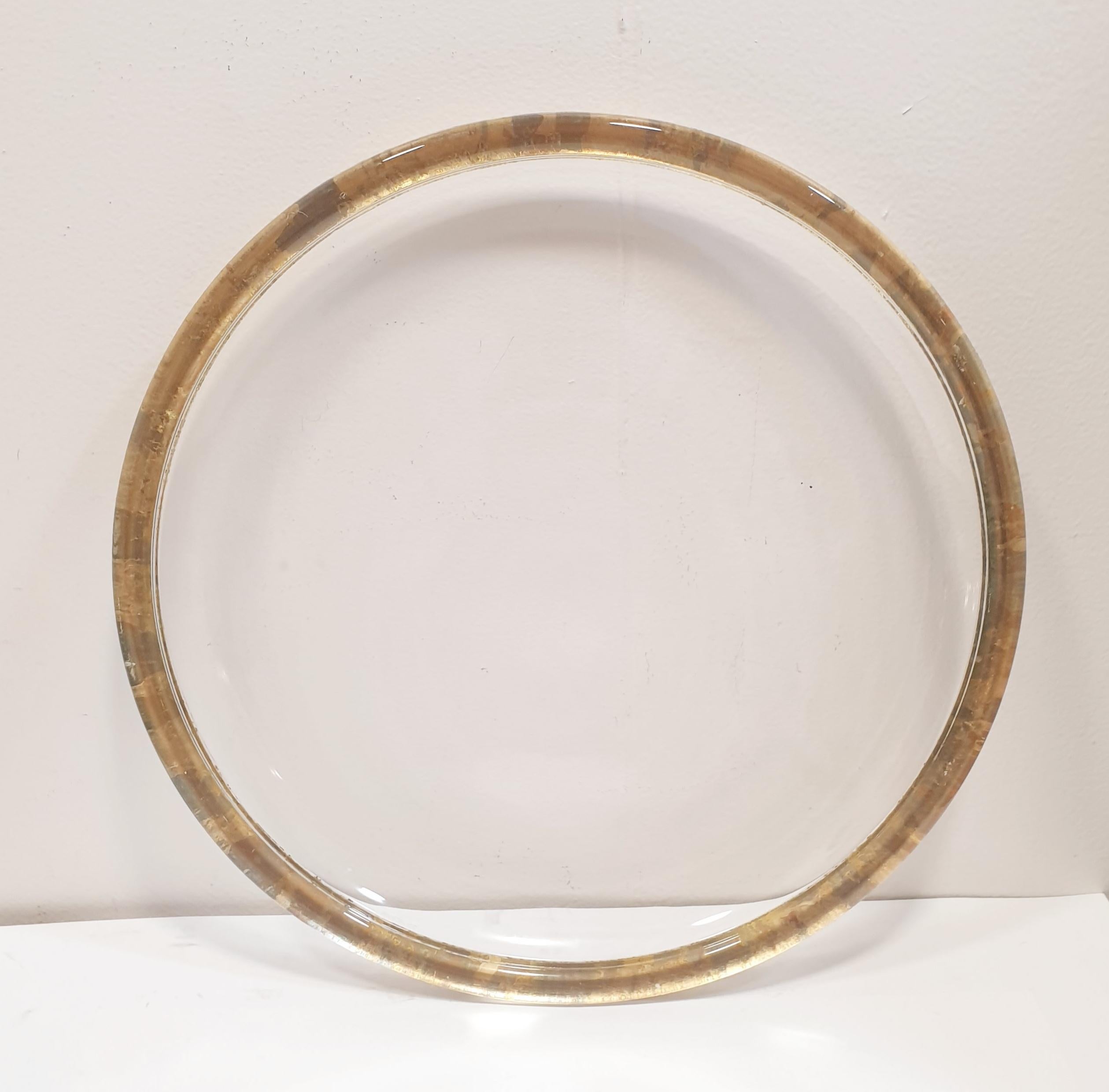 Contemporary Vintage Lesley Roy Signature Painted Gold Rimmed Glass Plate