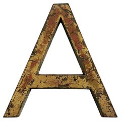 Vintage Letter A in Solid Brass, Sweden ca 1940's