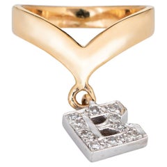 Vintage Letter B Charm Ring Diamond V Shaped Sz 3.75 Pinky Estate Fine Jewelry