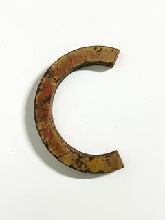 Vintage Letter C in Solid Brass, Sweden ca 1940's