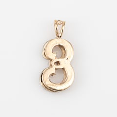 Vintage Letter E Initial Charm Diamond 14k Yellow Gold Cursive Script Jewelry