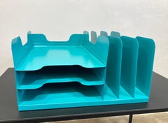 Organizador Vintage Combo Porta Cartas/Entrada Bandeja - Reacabado en Turquesa