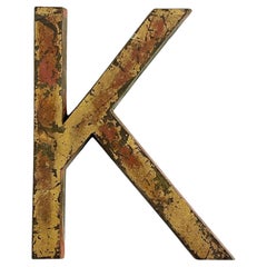 Vintage Letter K in Solid Brass, Sweden ca 1940's