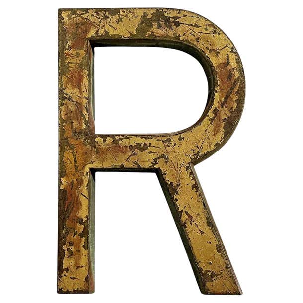 History Letter R Vintage Letter R in Solid Brass, Sweden ca 1940's For Sale at 1stDibs