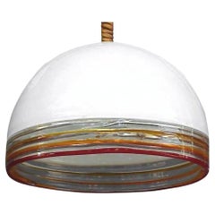 Vintage Leucos Ceiling Lamp in Glass Febo by Robert Pamio, 1970