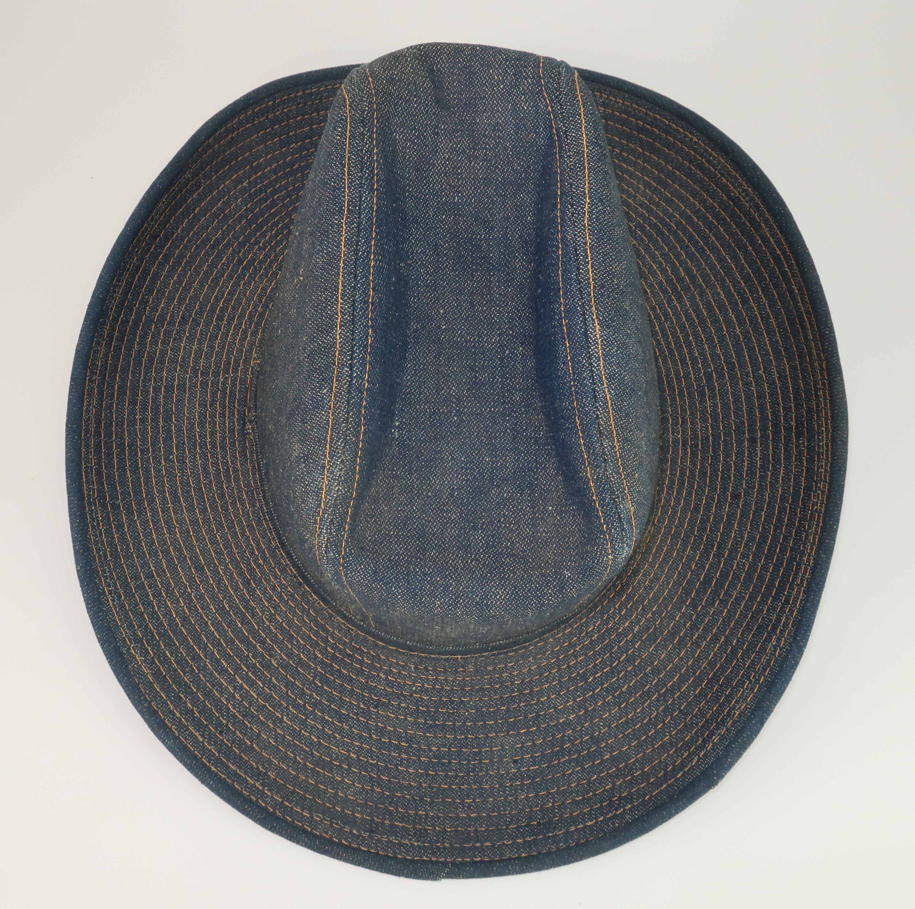 Vintage Levi Strauss Denim Blue Jeans Cowboy Hat 8