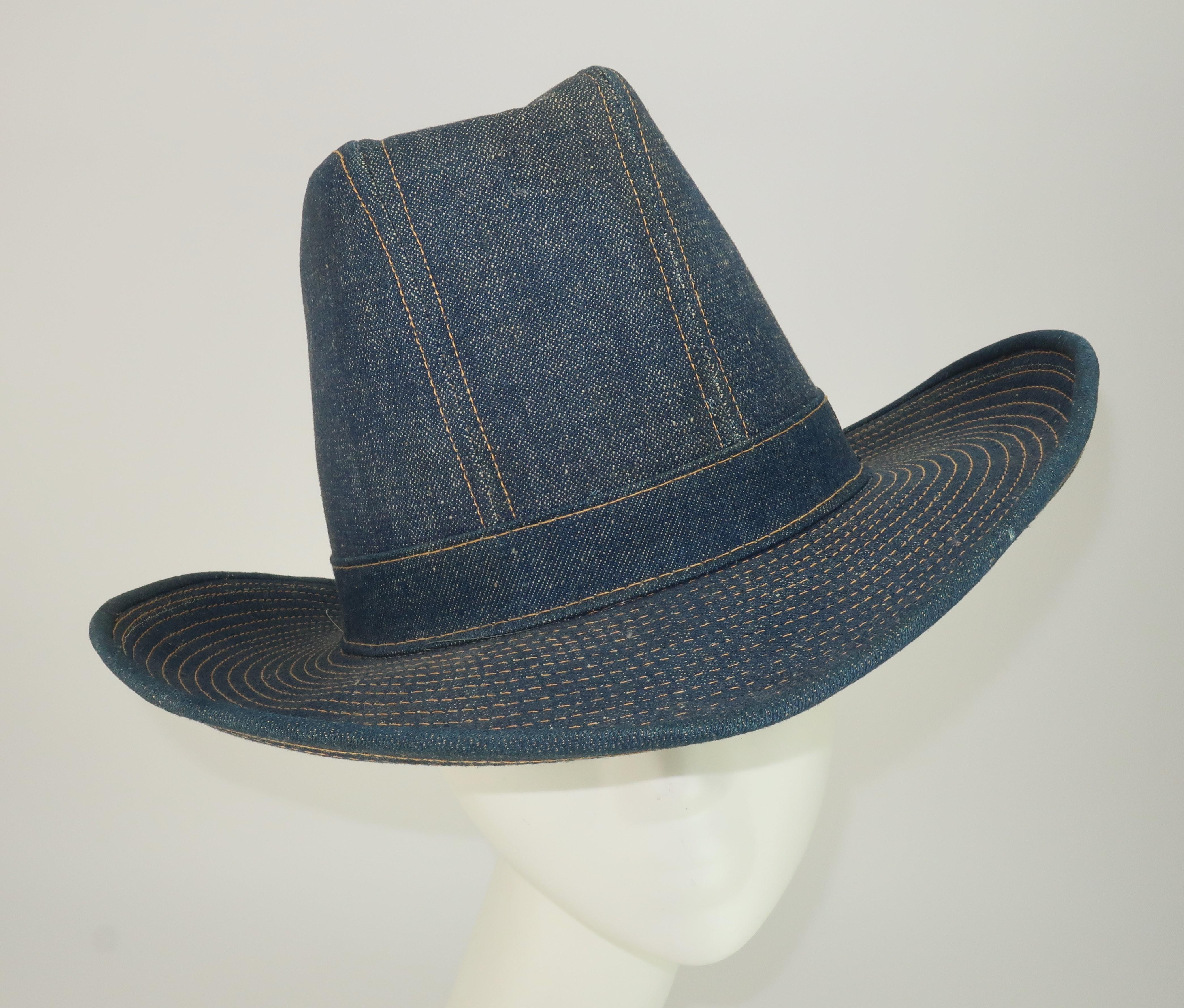 Vintage Levi Strauss Denim Blue Jeans Cowboy Hat 1
