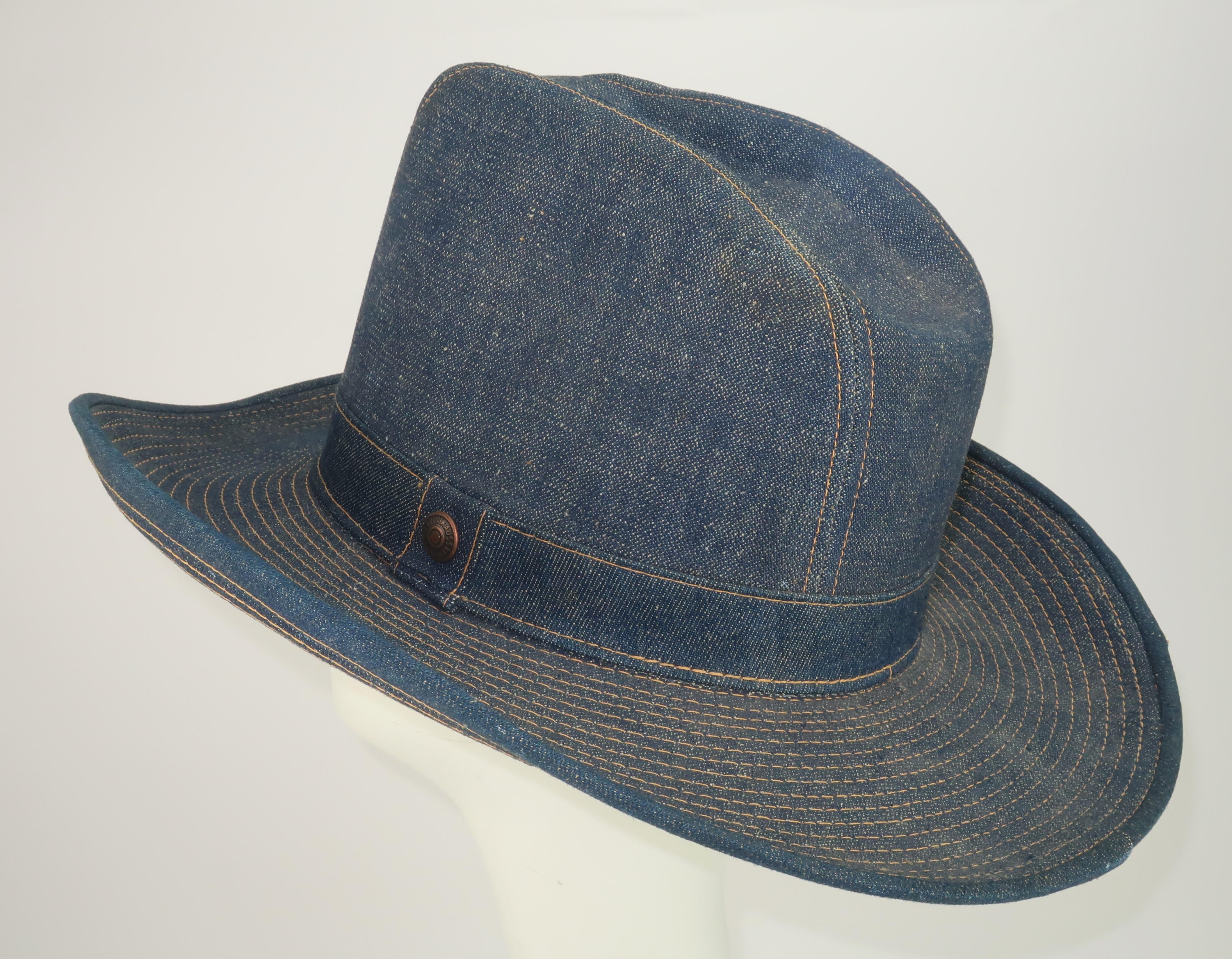 Vintage Levi Strauss Denim Blue Jeans Cowboy Hat 3