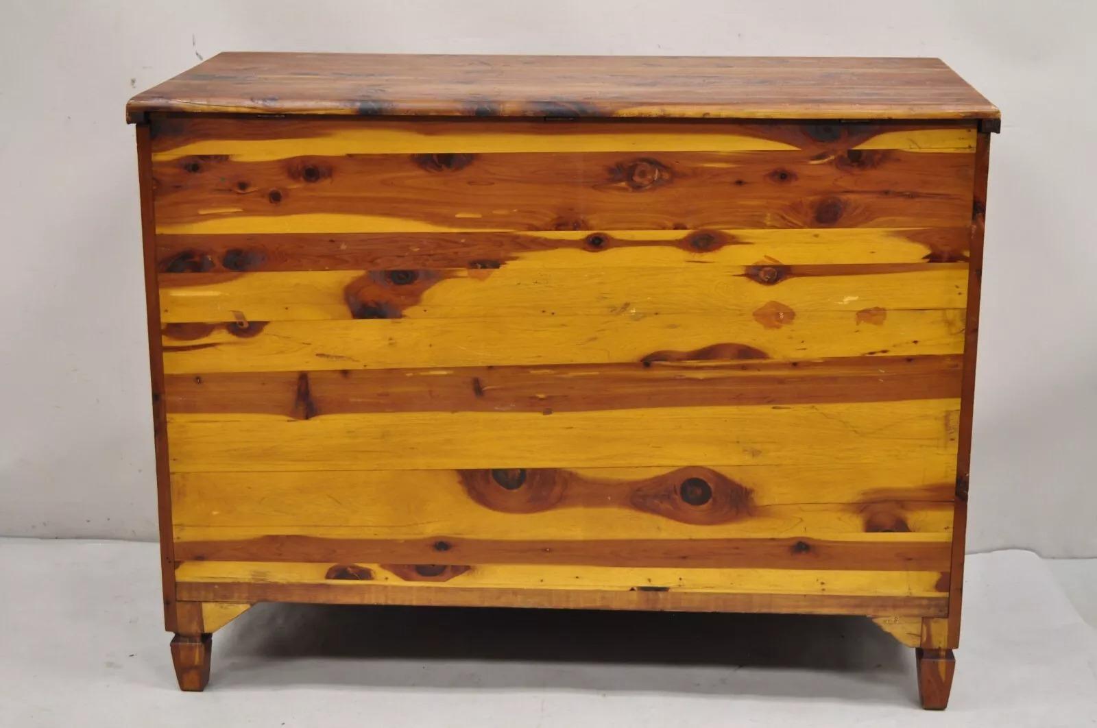 Vintage Lewis & Conger Pine Wood Cedar Lined Blanket Chest Of Drawers Dresser For Sale 7