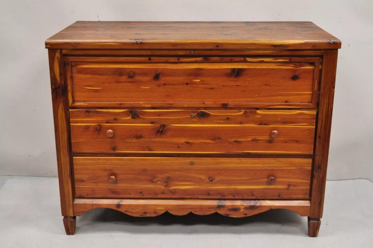 Vintage Lewis and Conger Pine Wood Cedar Lined Blanket Chest Of Drawers  Dresser at 1stDibs