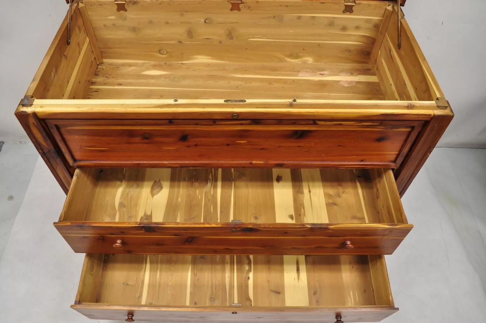 Unknown Vintage Lewis & Conger Pine Wood Cedar Lined Blanket Chest Of Drawers Dresser For Sale