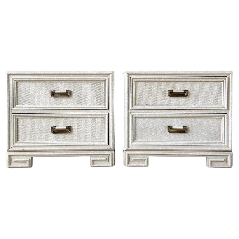 Vintage Lexington Chinoiserie Faux Wicker Nightstands For Sale at 1stDibs
