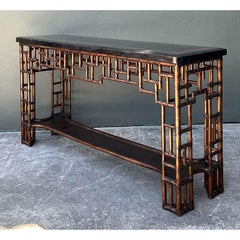 Vintage Lexington Fretwork Rattan Console Table