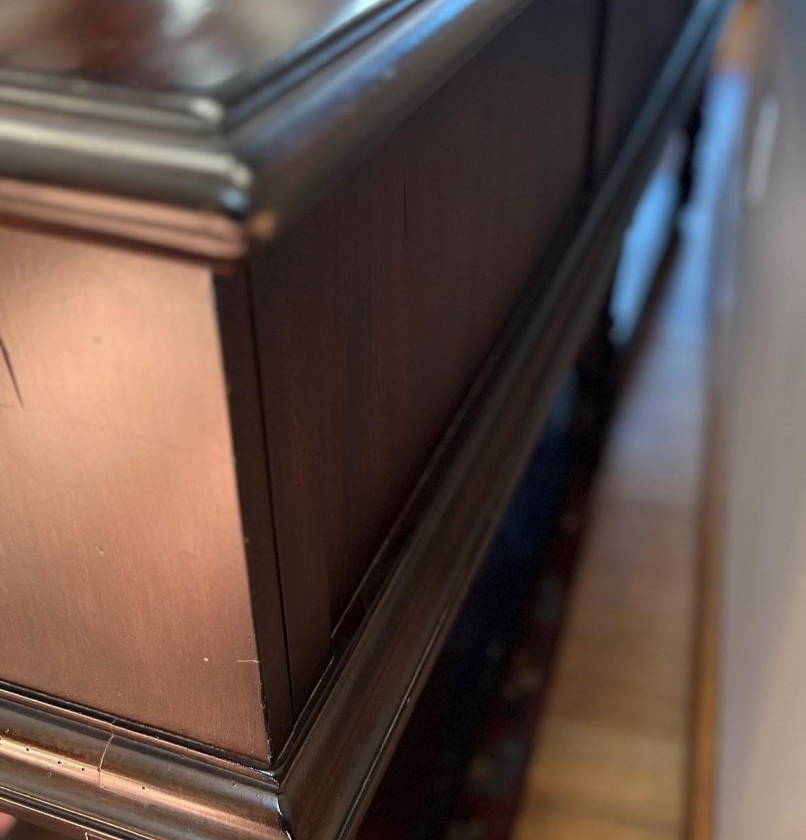 Vintage Lexington Furniture Solid Walnut Console with Three Drawers and Shelf 5