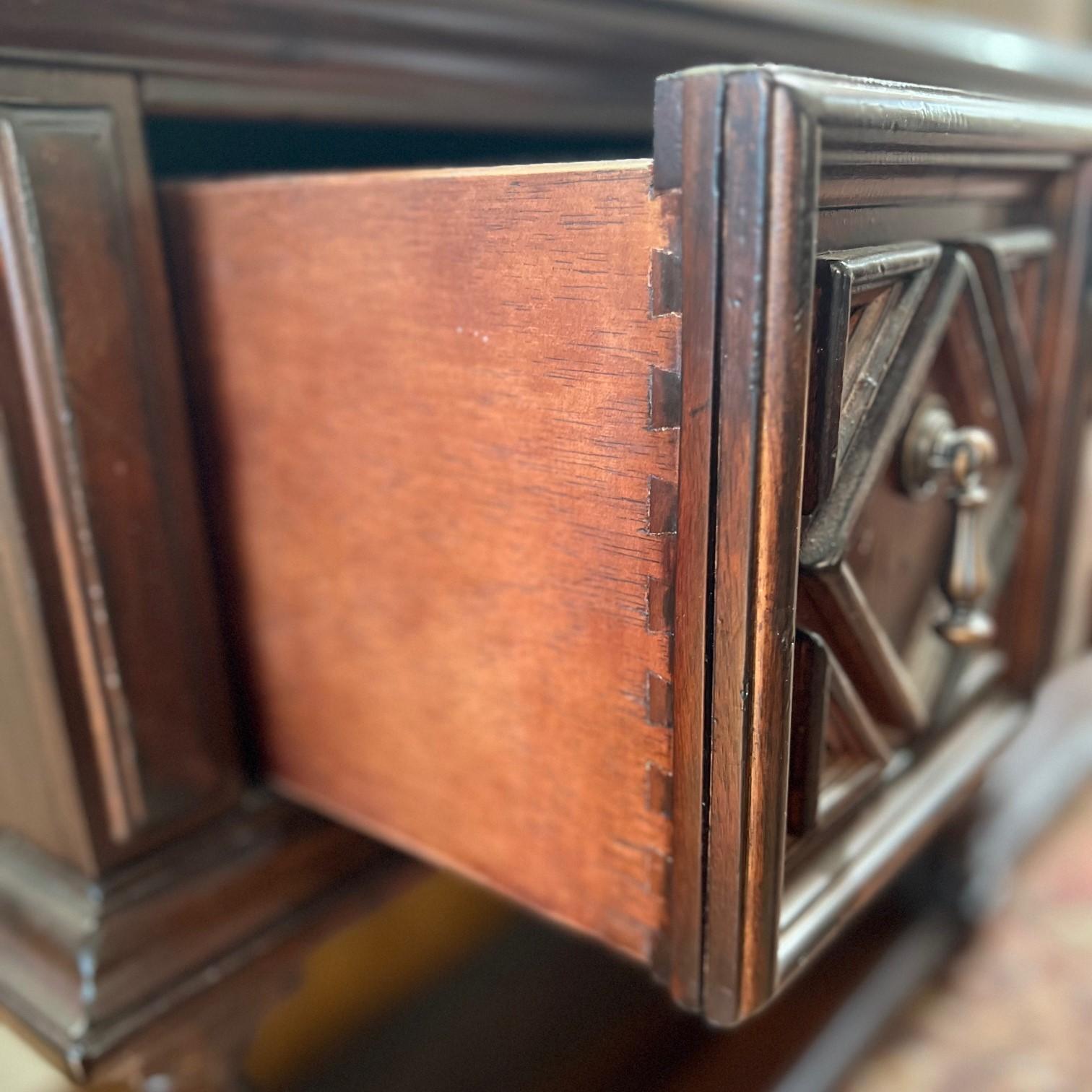 American Vintage Lexington Furniture Solid Walnut Console with Three Drawers and Shelf