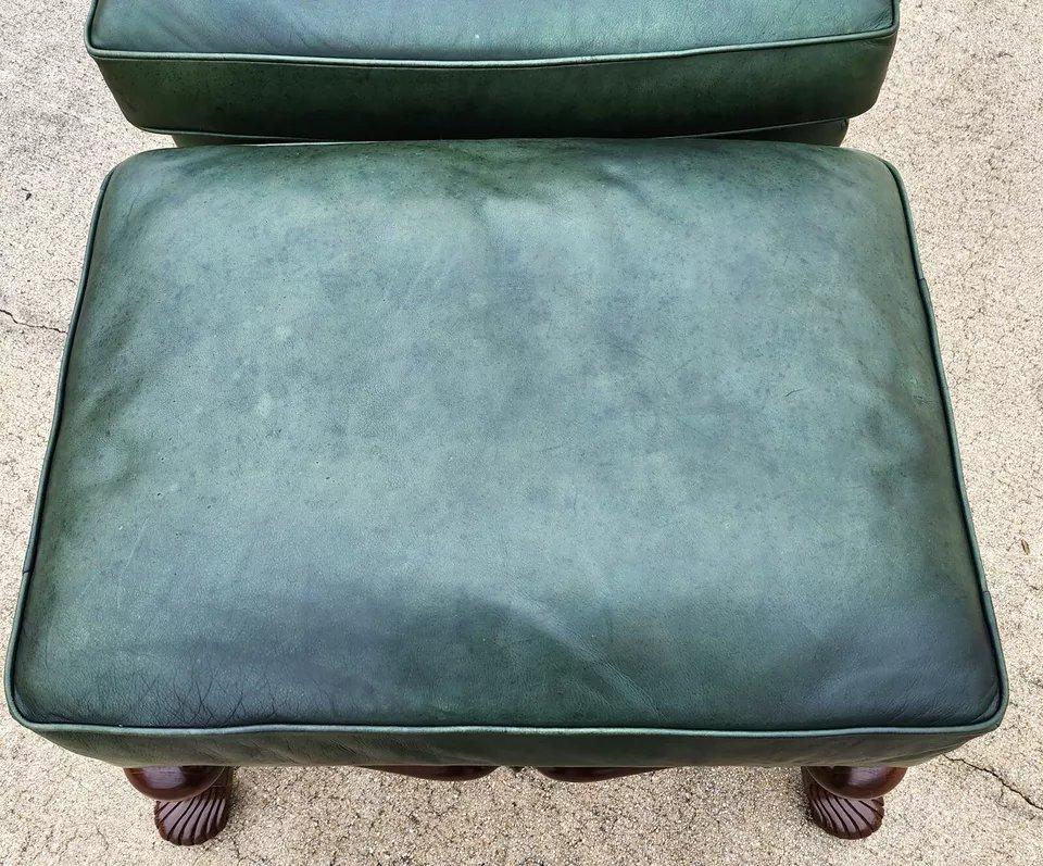 Vintage Lexington Leather Wingback Chair Ottoman Palmer Home Collection 1960s For Sale 5