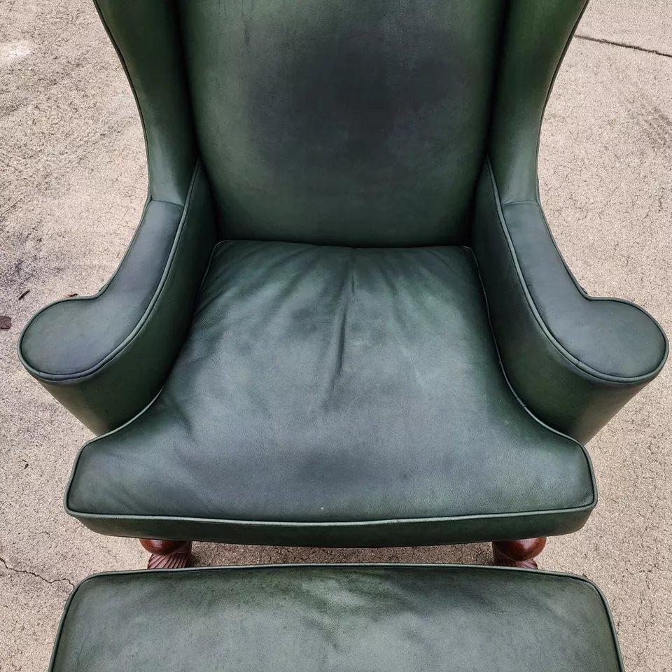 Vintage Lexington Leather Wingback Chair Ottoman Palmer Home Collection 1960s For Sale 6