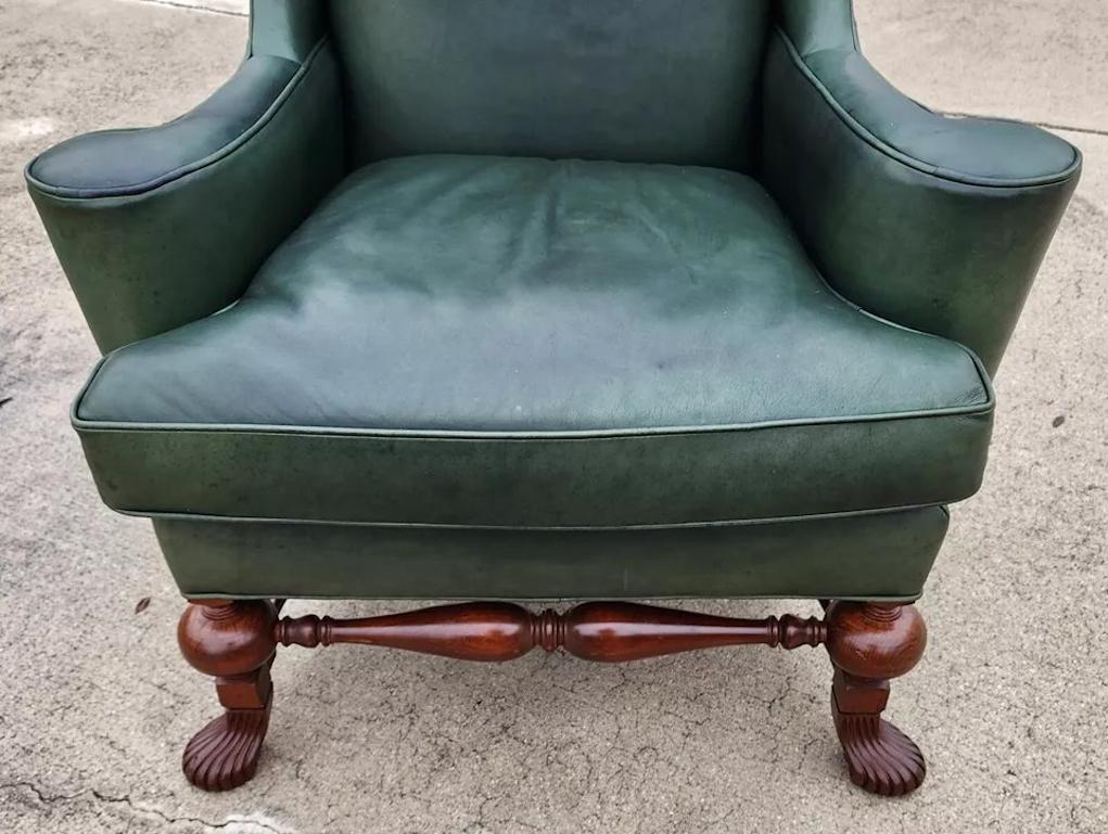 Vintage Lexington Leather Wingback Chair Ottoman Palmer Home Collection 1960s For Sale 7