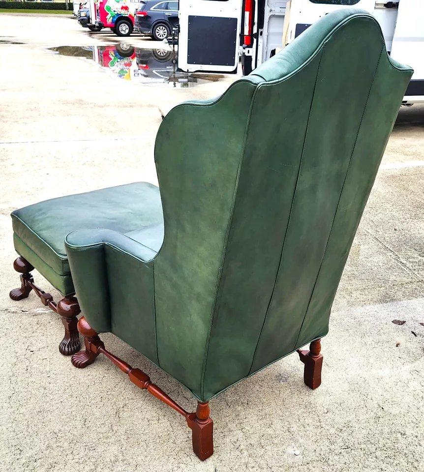 Vintage Lexington Leather Wingback Chair Ottoman Palmer Home Collection 1960s For Sale 2