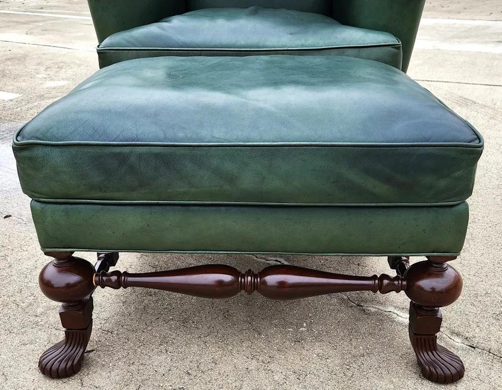 Vintage Lexington Leather Wingback Chair Ottoman Palmer Home Collection 1960s For Sale 4