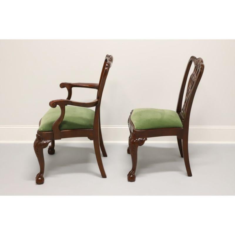 Fabric LEXINGTON Solid Mahogany Chippendale Style Ball in Claw Dining Chairs - Set of 8