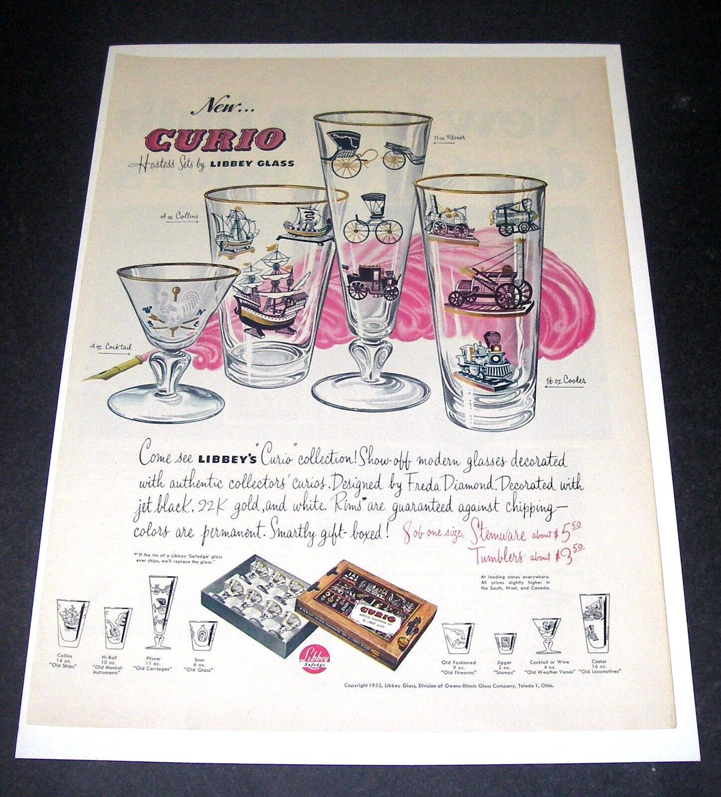 50's Vintage Libbey Bar Glasses, Curio Line Designed by Freda Diamond For Sale 2